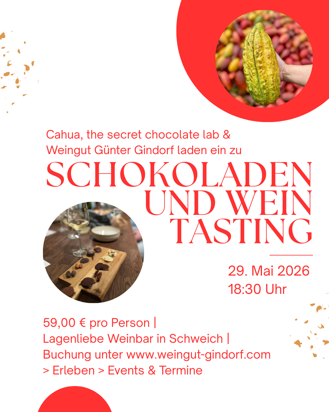 Neuer Termin: Schokoladen- und Weintasting mit Cahua in 2026